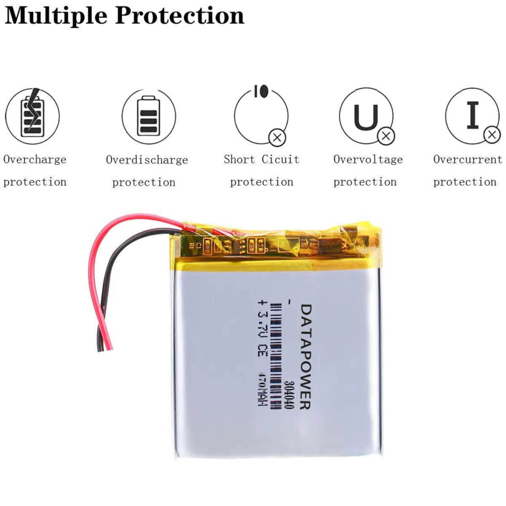 Custom High Capacity Low Temperature Lithium Battery DTP 304040 3.7V 470mAh Rechargeable Lithium Polymer Battery - Image 2