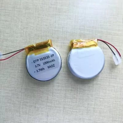 Main-03 拷贝 DTP 553535-2P 3.7v 1000mAh Round Rechargeable Lipo Battery